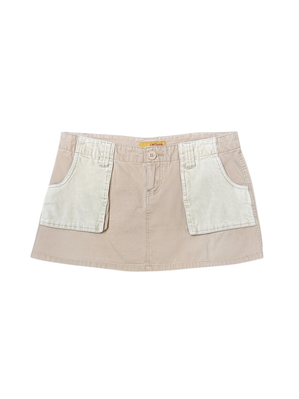 Y2K Refugee Khaki Preppy Mini Skirt + Corduroy Pockets Size 9